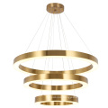 Modern luxury hall light gold ring led chandelier pendant light for hotel lobby project